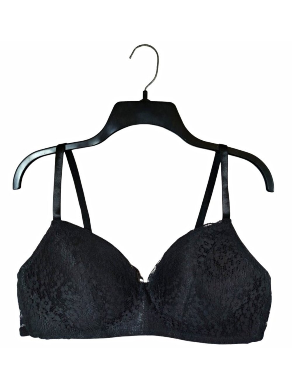 Dreamwear Womens 38B Black Lace Wireless Bra Lined Adjustable